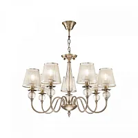 Люстра подвесная Inessa FR2685PL-07BZ Freya бежевая прозрачная на 7 ламп, основание античное бронза в стиле классический Люстра подвесная Inessa FR2685PL-07BZ Freya бежевая прозрачная на 7 ламп, основание античное бронза в стиле классический